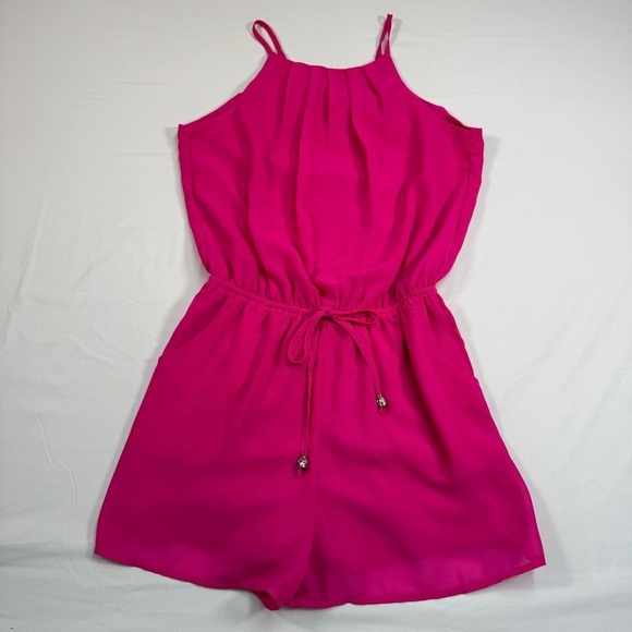 Ya Los Angeles Dresses & Skirts - Ya Los Angeles Sleeveless Romper Womens Size Small Hot Pink Pockets Open Back